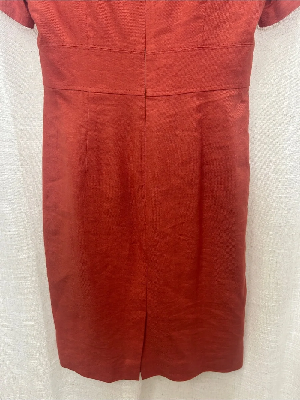 J. Crew Rust Short-Sleeve Square Neck Sheath Dress Size 8 Excellent Condition
